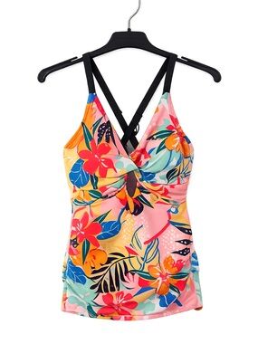 Talisea Tropical Floral Twist Front Tankini Swim Top NWT Size Small